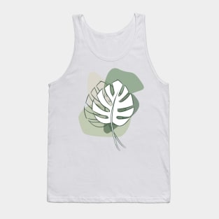 Line Art Monstera Leaves Tank Top